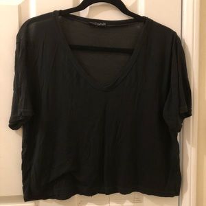 Brandy Melville Black Stretchy Crop T